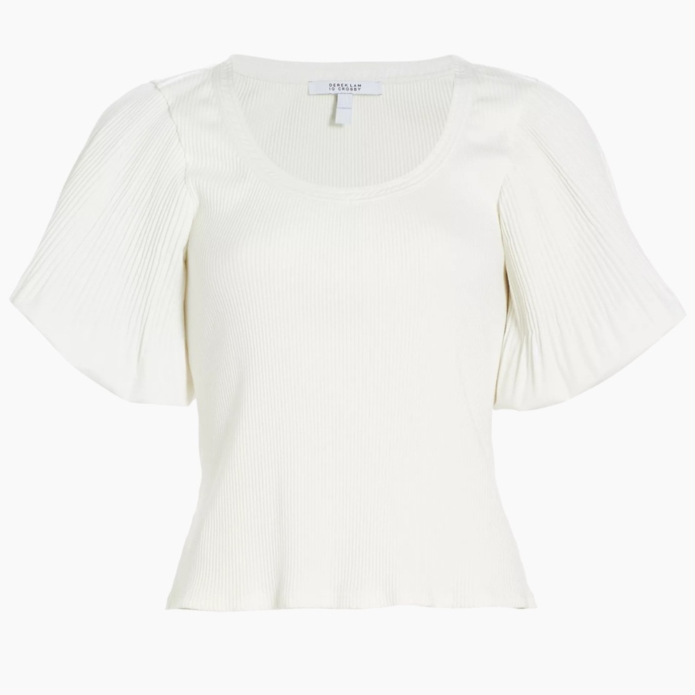 Derek Lam 10 Crosby****Ribbed White Top w/Ballon Sleeves***XS***$225 CURRENT - Picture 2 of 8